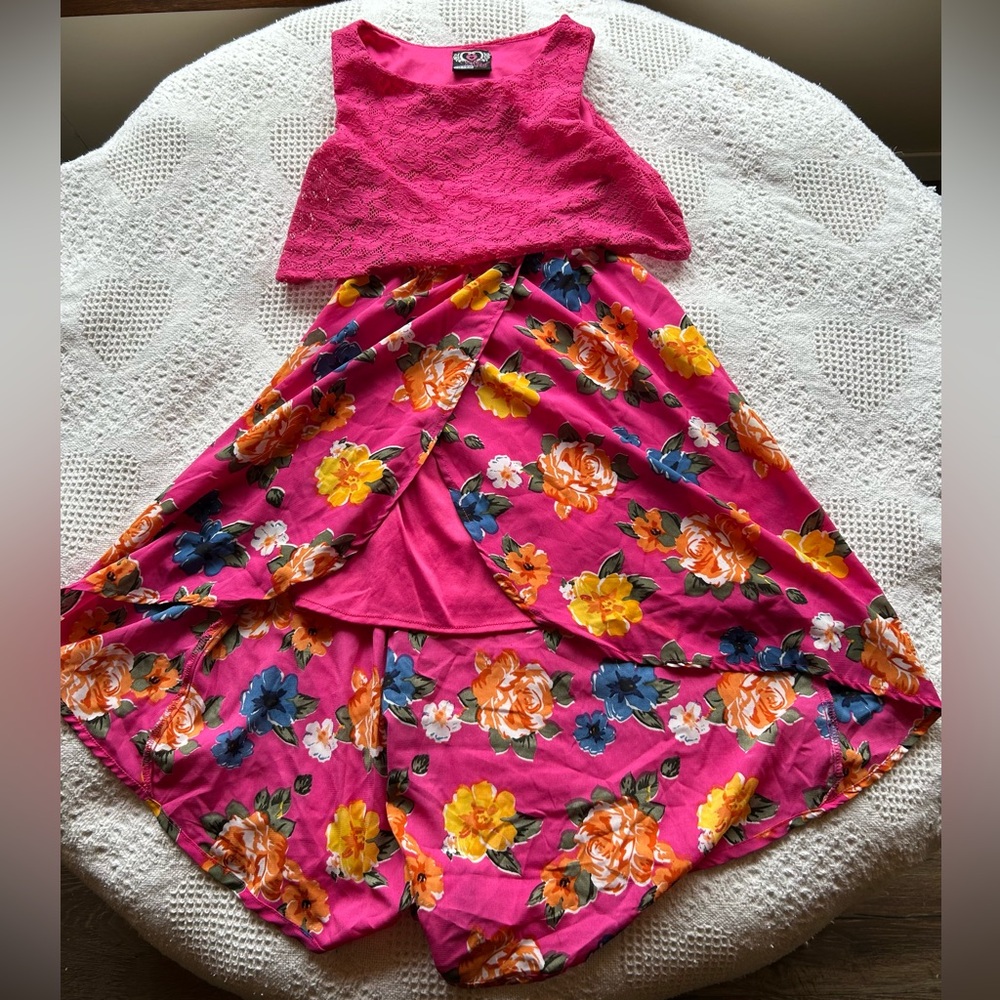 Real Love Bright Pink Floral Kids Dress